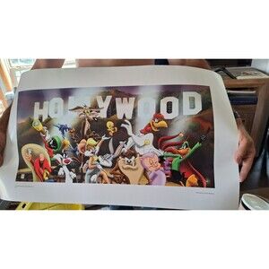 LOONEY TUNES WARNER BROS. LITHOGRAPH " TOONS GO TO HOLLYWOOD‎ " LITHO ROLLED COA